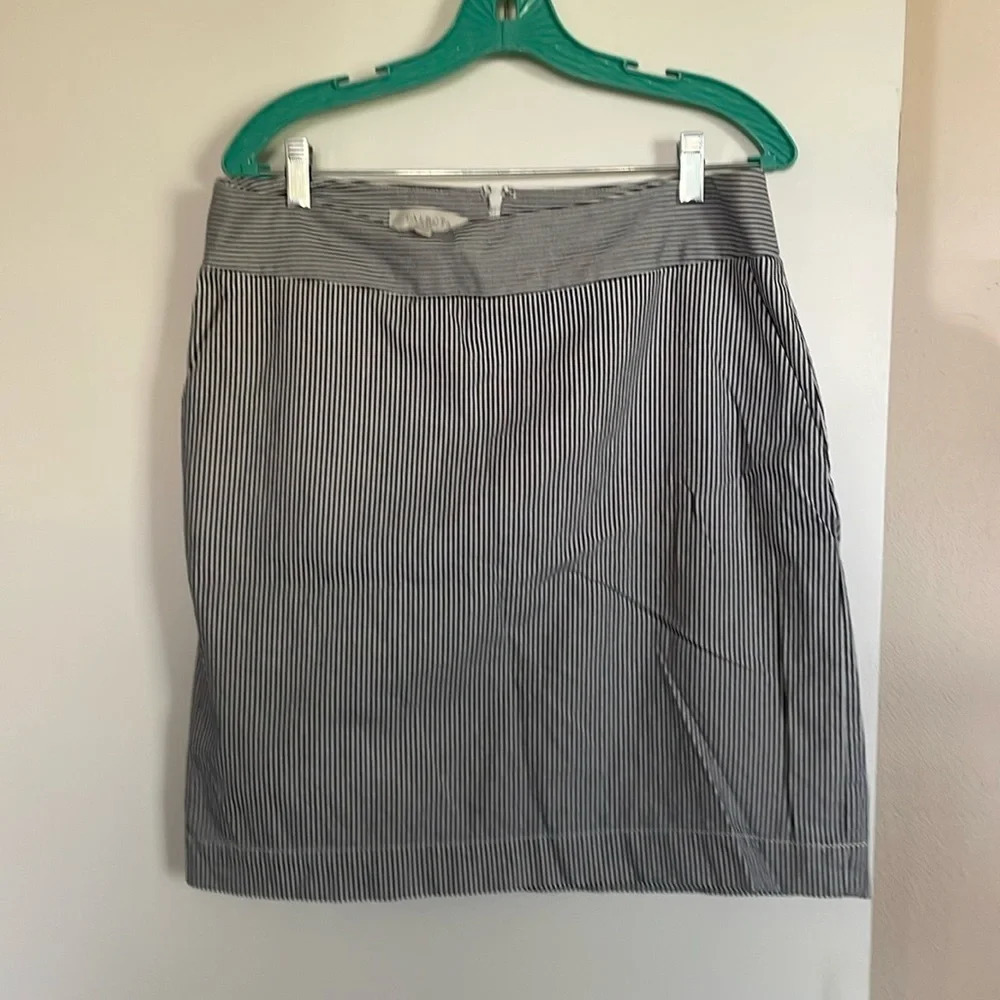 Talbots size 12 blue and white pinstriped skirt with pockets.
